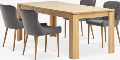 LINTRUP + PEBRINGELINTRUP L190/280 table colo. chêne + 4 PEBRINGE chaises gris