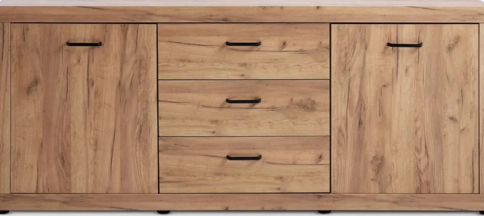 LINTRUPBuffet LINTRUP 2 portes 3 tiroirs coloris chêne naturel