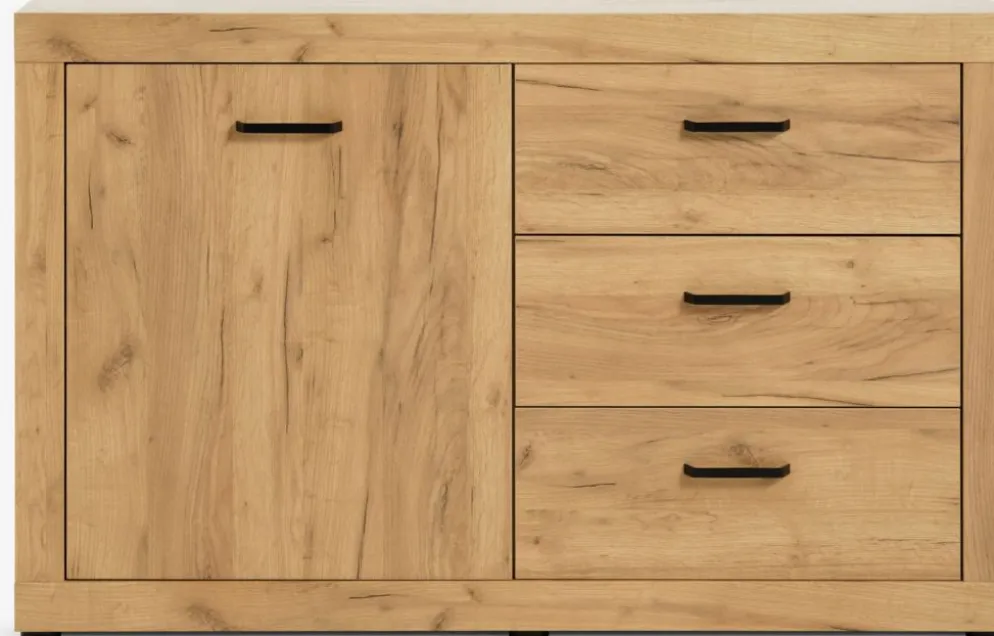 LINTRUPBuffet LINTRUP 1 porte 3 tiroirs coloris chêne naturel