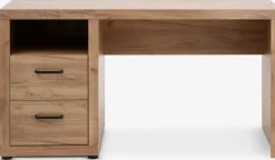 LINTRUPBureau LINTRUP 60x140 2 tiroirs 1 tablette coloris chêne nat
