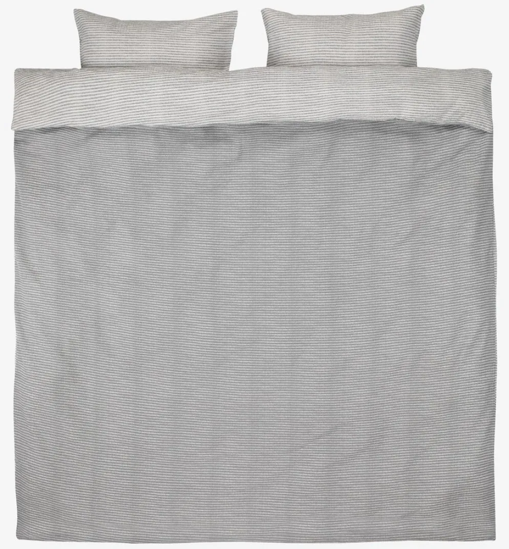 LOLAPlusParure de lit Seersucker LOLA 240x220 gris/blanc
