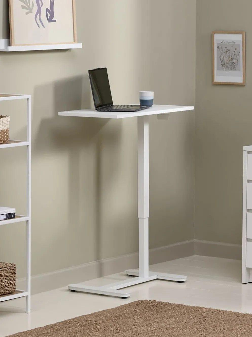 LUNDTOFTBureau à hauteur réglable a/vérin à gaz LUNDTOFT 40x70 blanc