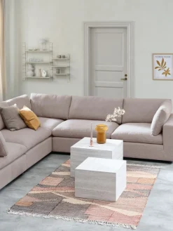 LYBYCanapé modulable LYBY 5 personnes angle tissu sable