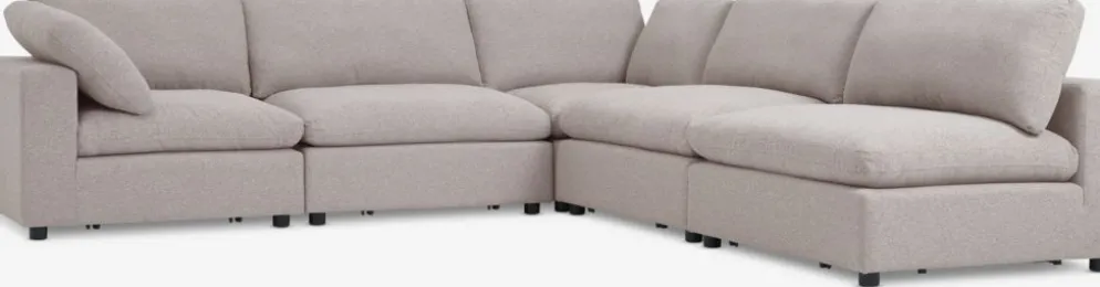 LYBYCanapé modulable LYBY 5 personnes méridienne tissu sable