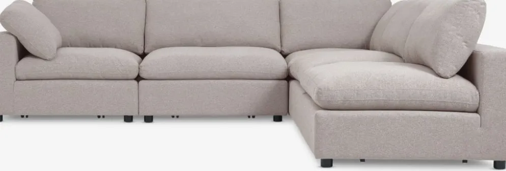 LYBYCanapé modulable LYBY 5 personnes méridienne tissu sable