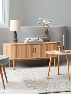 LYNGVIGMeuble TV LYNGVIG 120cm 2 portes tambours chêne naturel