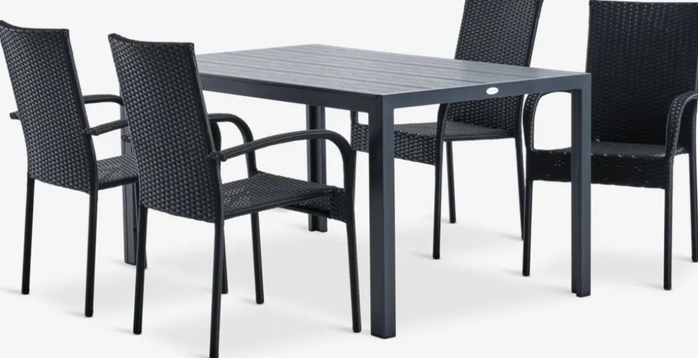 MADERUP + GUDHJEMMADERUP L150 table + 4 GUDHJEM chaises noir