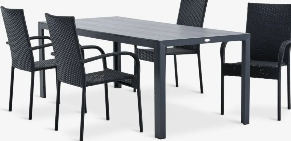 MADERUP + GUDHJEMMADERUP L205 table + 4 GUDHJEM chaises noir