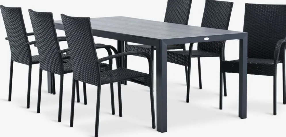 MADERUP + GUDHJEMMADERUP L205 table + 4 GUDHJEM chaises noir