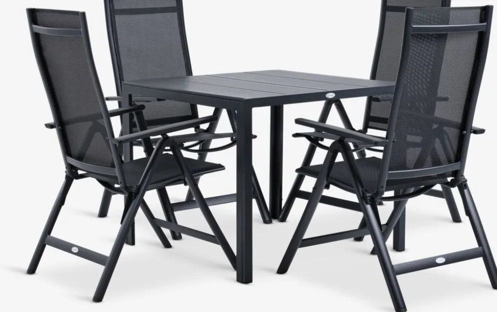 MADERUP + LOMMAMADERUP L90 table + 4 LOMMA chaises noir