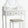 MALLINGCoiffeuse + tabouret MALLING a/miroir blanc/beige