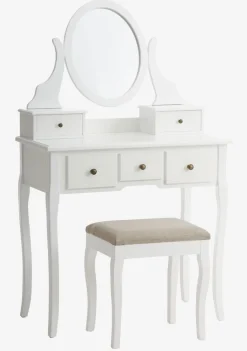 MALLINGCoiffeuse + tabouret MALLING a/miroir blanc/beige