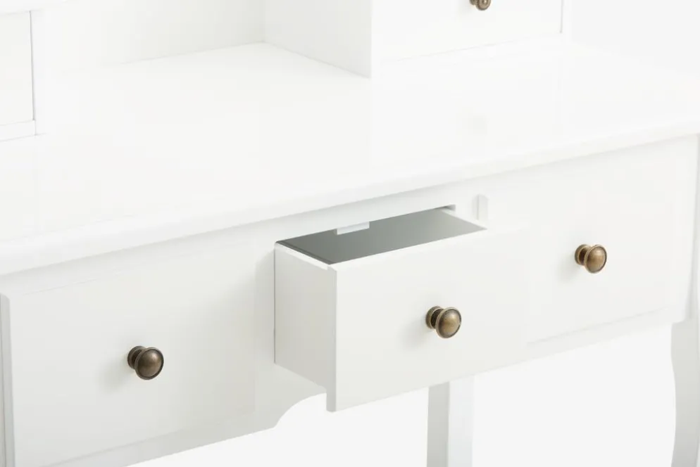 MALLINGCoiffeuse + tabouret MALLING a/miroir blanc/beige