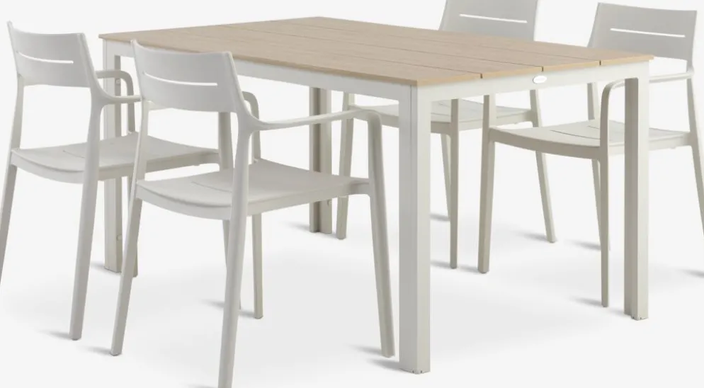MARIELYST + INGSTRUPMARIELYST L150 table + 4 INGSTRUP chaises beige