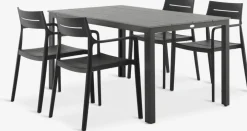 MARIELYST + INGSTRUPMARIELYST L205 table gris + 4 INGSTRUP chaises noir