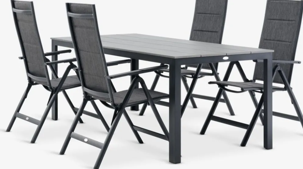 MARIELYST + MYSENMARIELYST L205 table + 4 MYSEN chaises gris