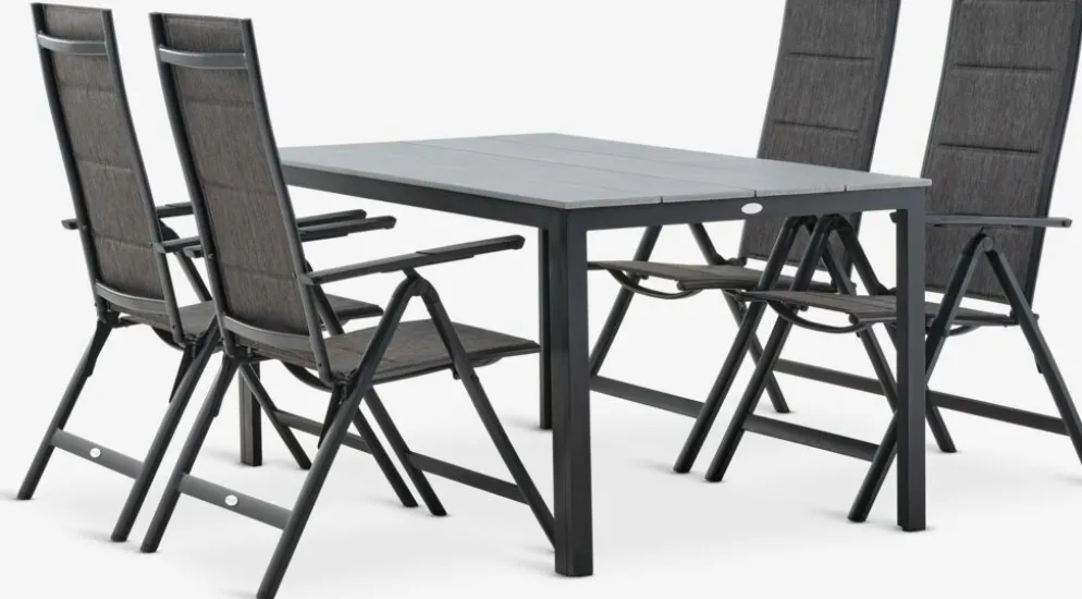MARIELYST + MYSENMARIELYST L150 table + 4 MYSEN chaises gris