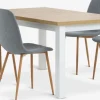 MARKSKEL + JONSTRUPMARKSKEL L150/193 table col. chêne + 4 JONSTRUP chaises bleu