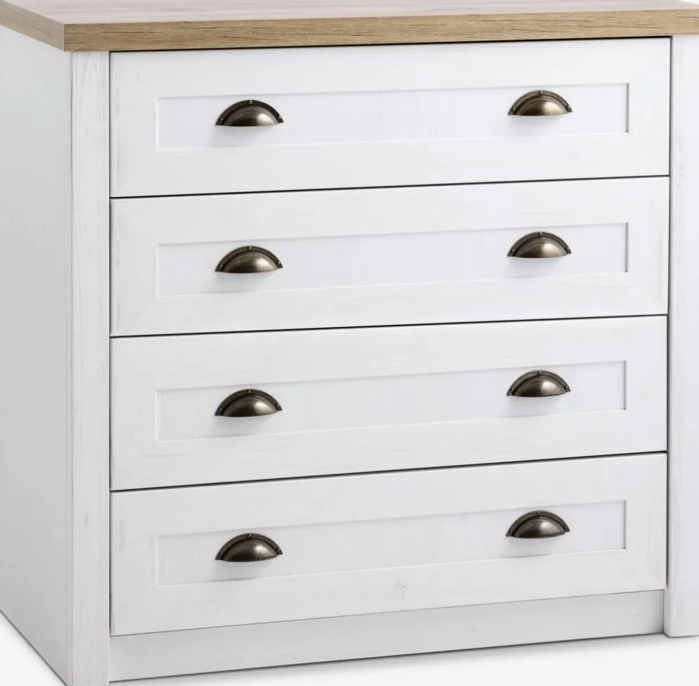 MARKSKELCommode 4 tiroirs MARKSKEL blanc/coloris chêne naturel
