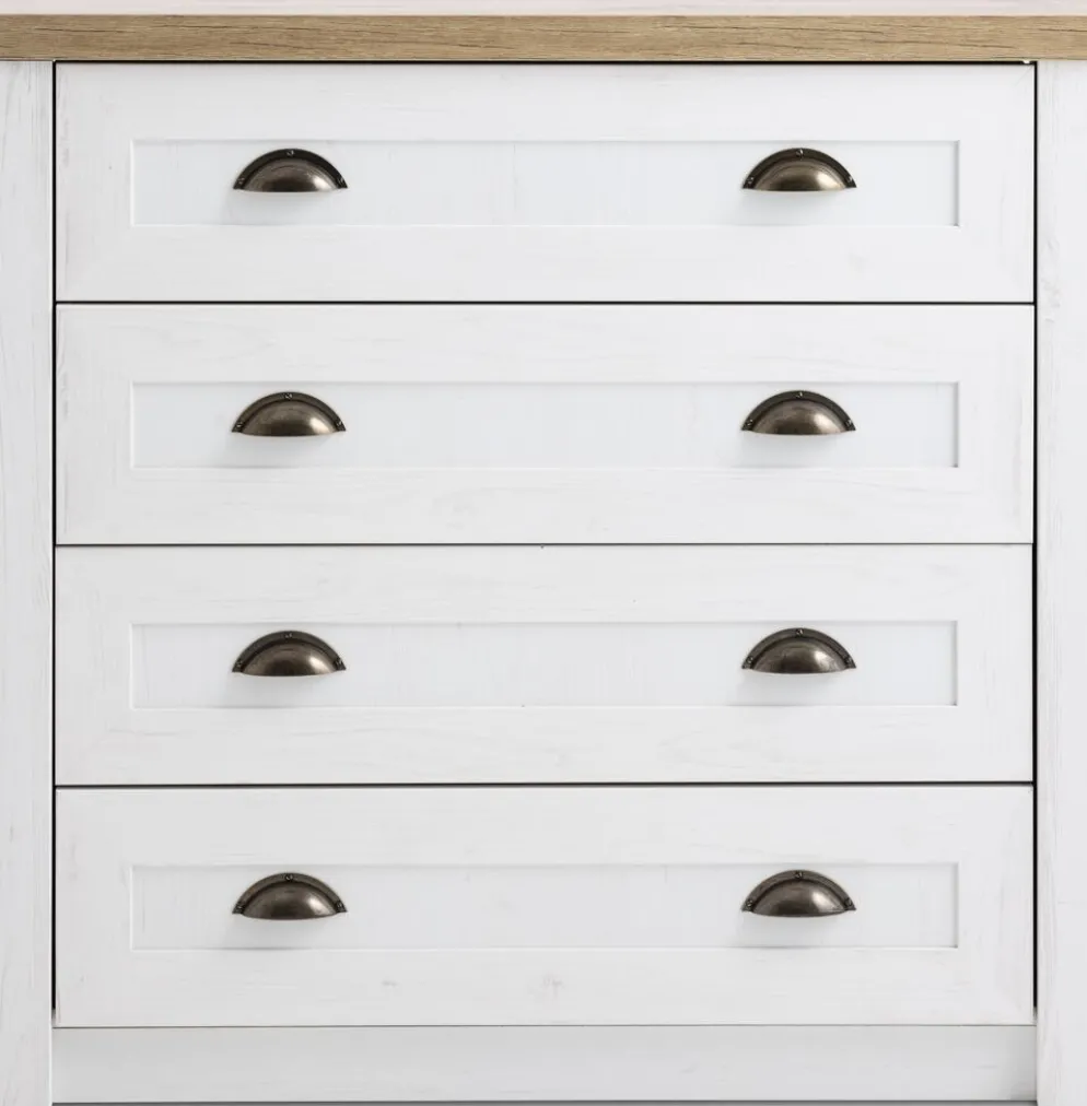 MARKSKELCommode 4 tiroirs MARKSKEL blanc/coloris chêne naturel