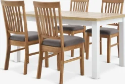 MARSKEL + HAGEMARKSKEL L150/193 table blanc/chêne + 4 HAGE chaises g./ch.