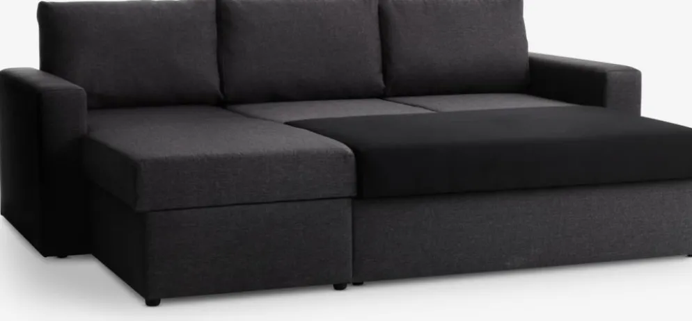 MARSLEVCanapé convertible avec méridienne MARSLEV tissu gris foncé