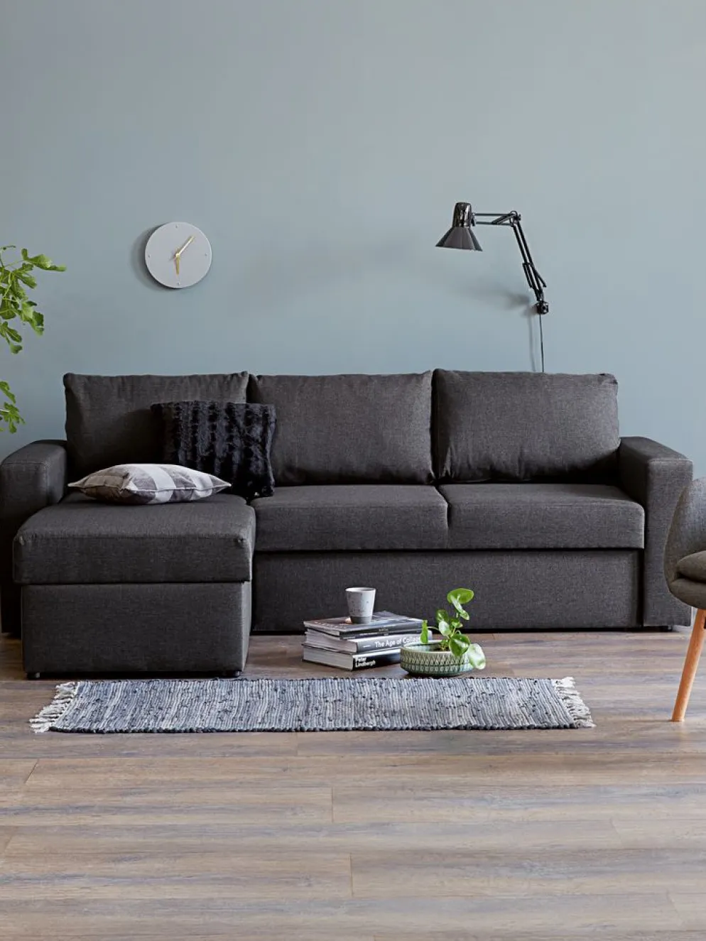 MARSLEVCanapé convertible avec méridienne MARSLEV tissu gris foncé