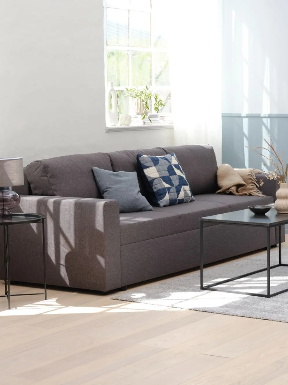 MARSLEVCanapé convertible MARSLEV 3 places tissu gris foncé