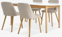 MARSTRAND + ADSLEVMARSTRAND L200/280 table blanc + 4 ADSLEV chaises ss accou.