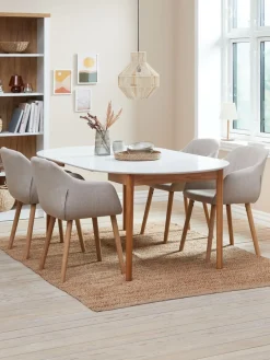 MARSTRAND + ADSLEVMARSTRAND Ø110 table blanc + 4 ADSLEV chaises beige