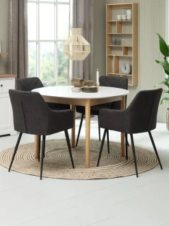 MARSTRAND + PURHUSMARSTRAND Ø110 table blanc + 4 PURHUS chaises gris