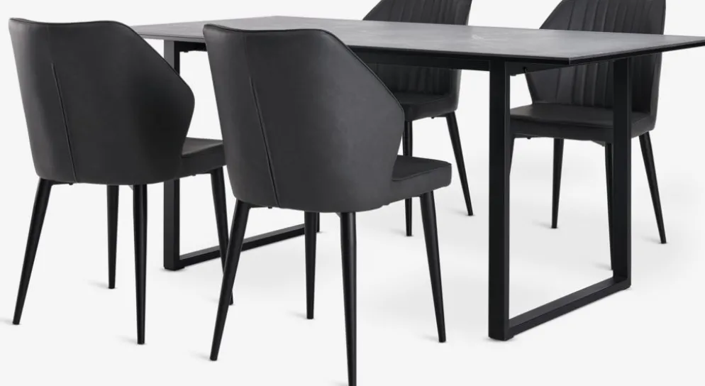 MOSELUND + LUNDERSKOVMOSELUND L180 table céramique + 4 LUNDERSKOV chaises noir
