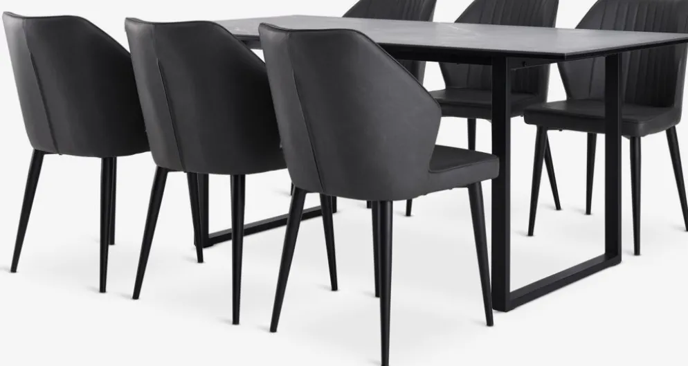 MOSELUND + LUNDERSKOVMOSELUND L180 table céramique + 4 LUNDERSKOV chaises noir