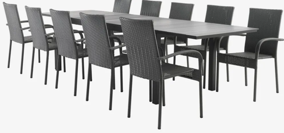 MOSS + GUDHJEMMOSS L214/315 table + 4 GUDHJEM chaises gris