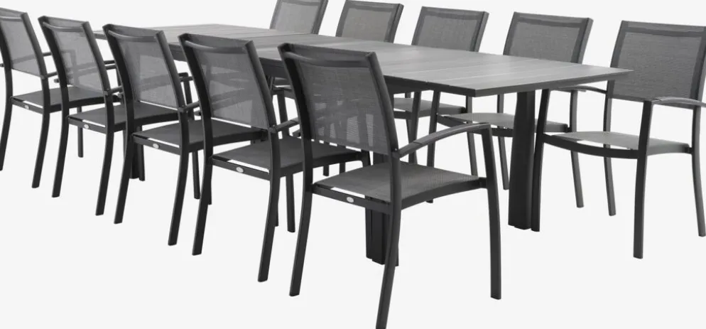 MOSS + STRANDBYMOSS L214/315 table + 4 STRANDBY chaises gris