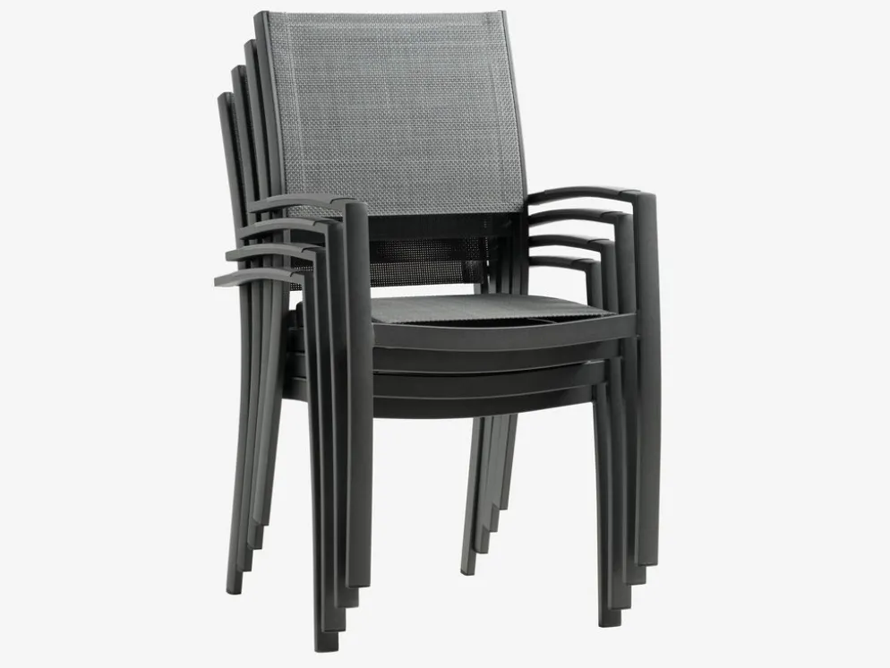 MOSS + STRANDBYMOSS L214/315 table + 4 STRANDBY chaises gris