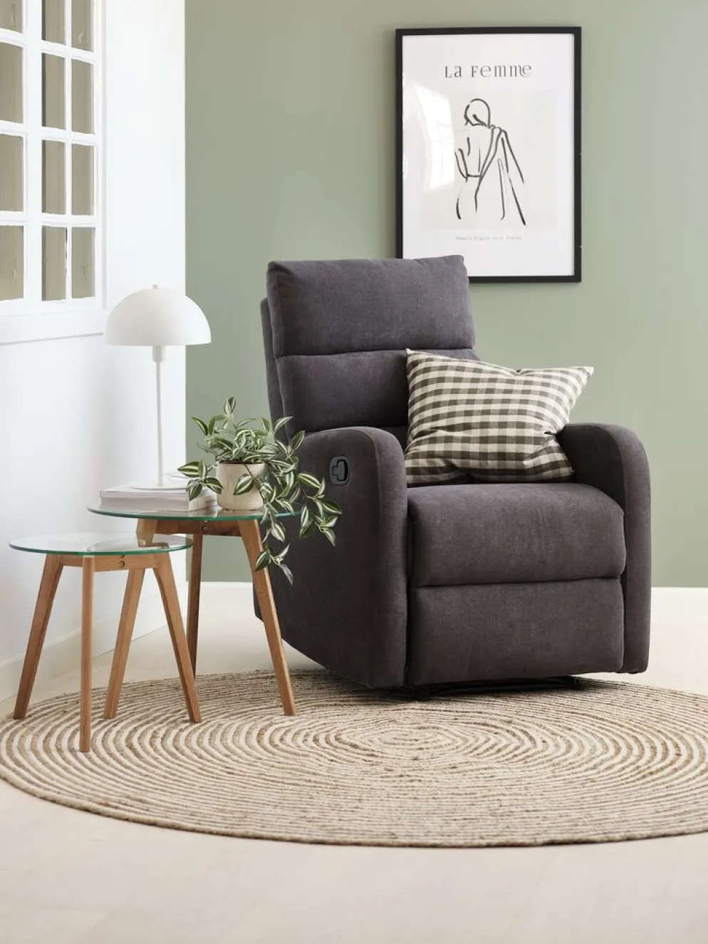 NAKSKOVFauteuil inclinable NAKSKOV gris foncé