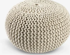 NEBLEPouf NEBLE Ø50 tissu tricoté beige