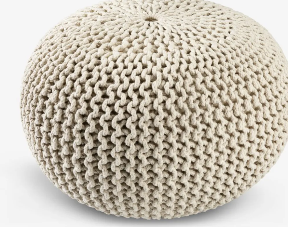 NEBLEPouf NEBLE Ø50 tissu tricoté beige