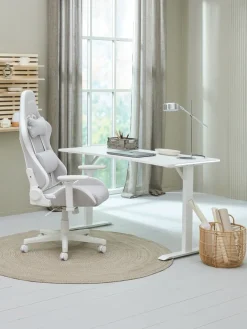 NIBEChaise gaming NIBE tissu blanc/beige