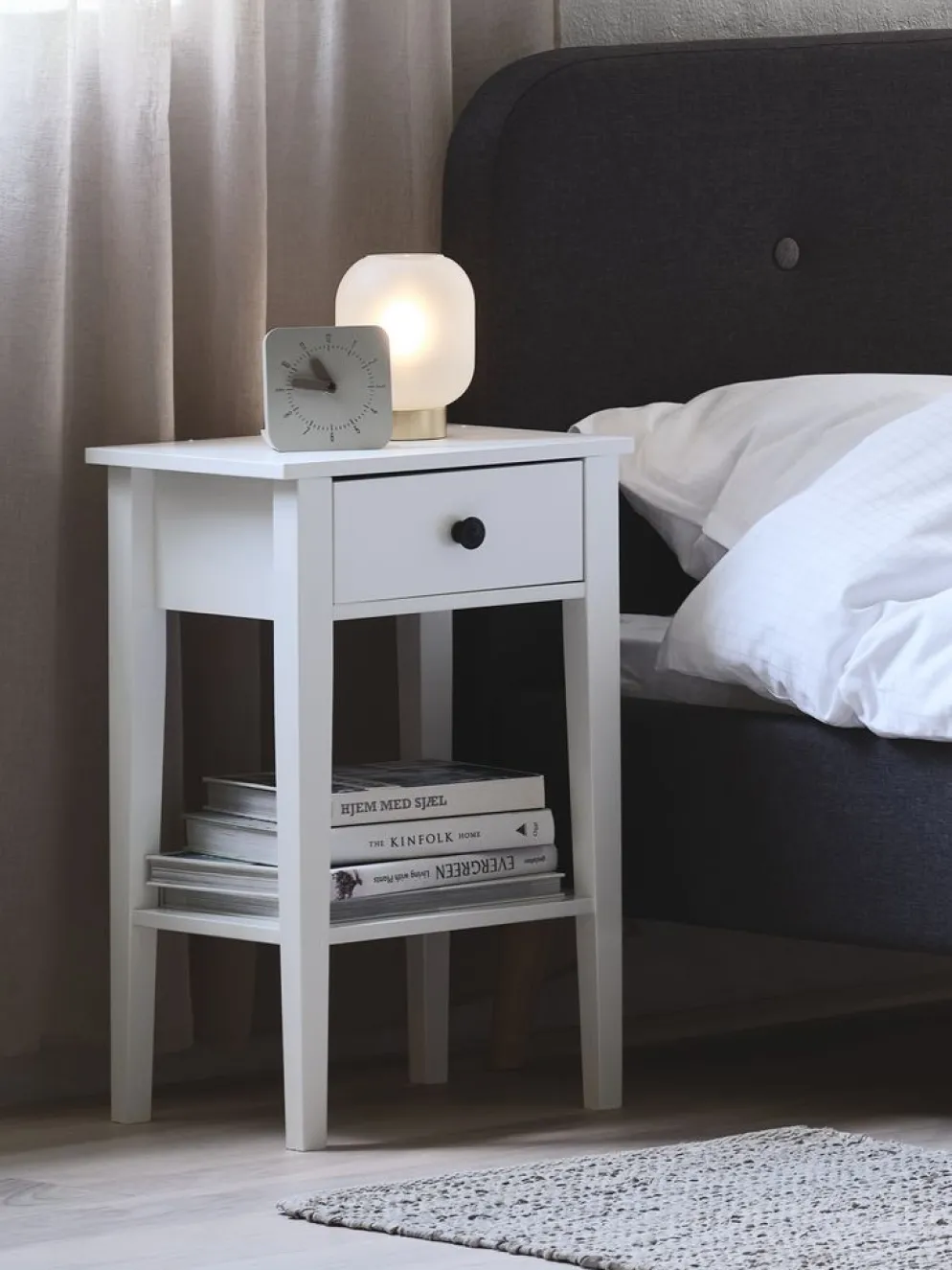 NORDBYTable de nuit NORDBY 1 tiroir 1 tablette blanc