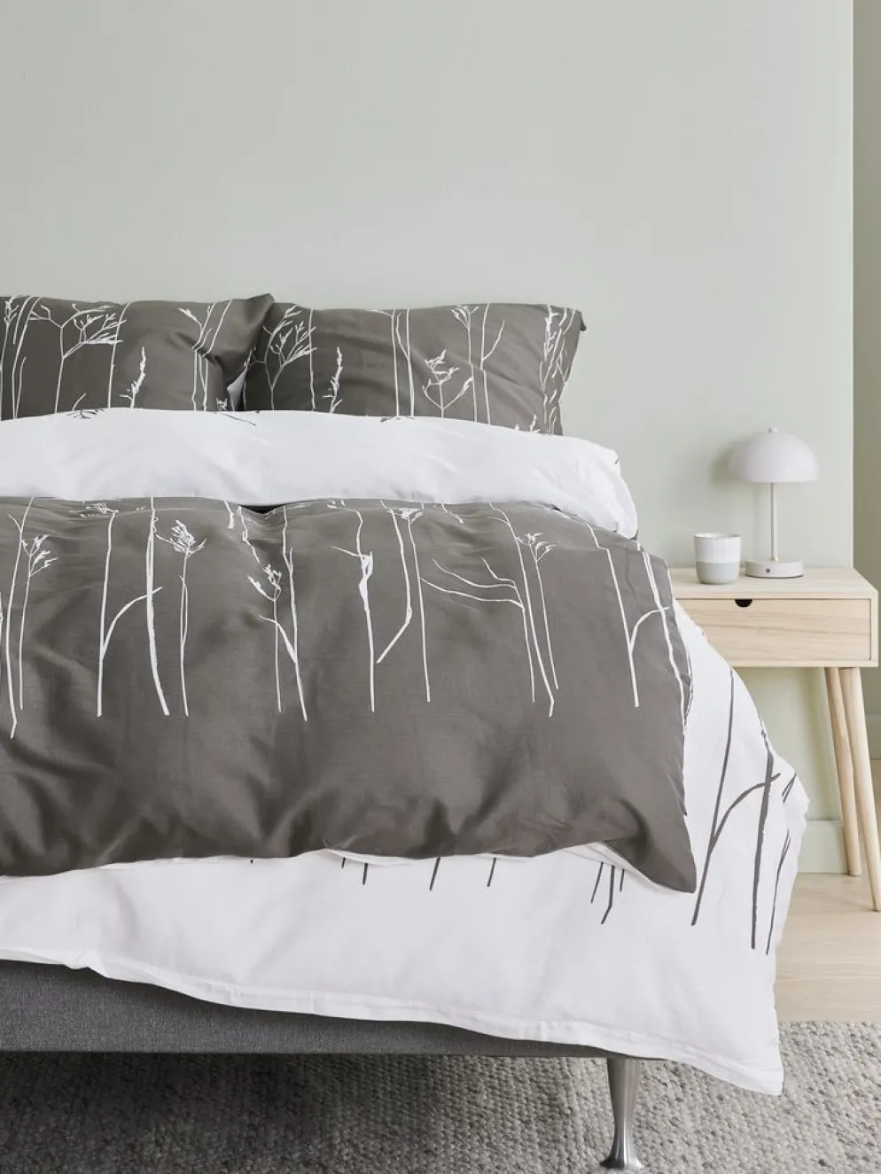NORDICGoldParure de lit Satin NORDIC 240x220 gris/blanc