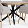 NORTOFT + ADSLEVNORTOFT Ø120 table coloris chêne + 4 ADSLEV chaises beige