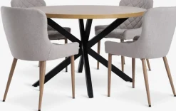 NORTOFT + BELLINGENORTOFT Ø120 table coloris chêne + 4 BELLINGE chaises sable