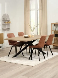 NORTOFT + HYGUMNORTOFT L200 table coloris chêne + 4 HYGUM chaises cognac