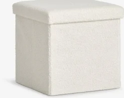 NYSTEDPouf NYSTED 38x38 a/rangement tissu teddy blanc cassé