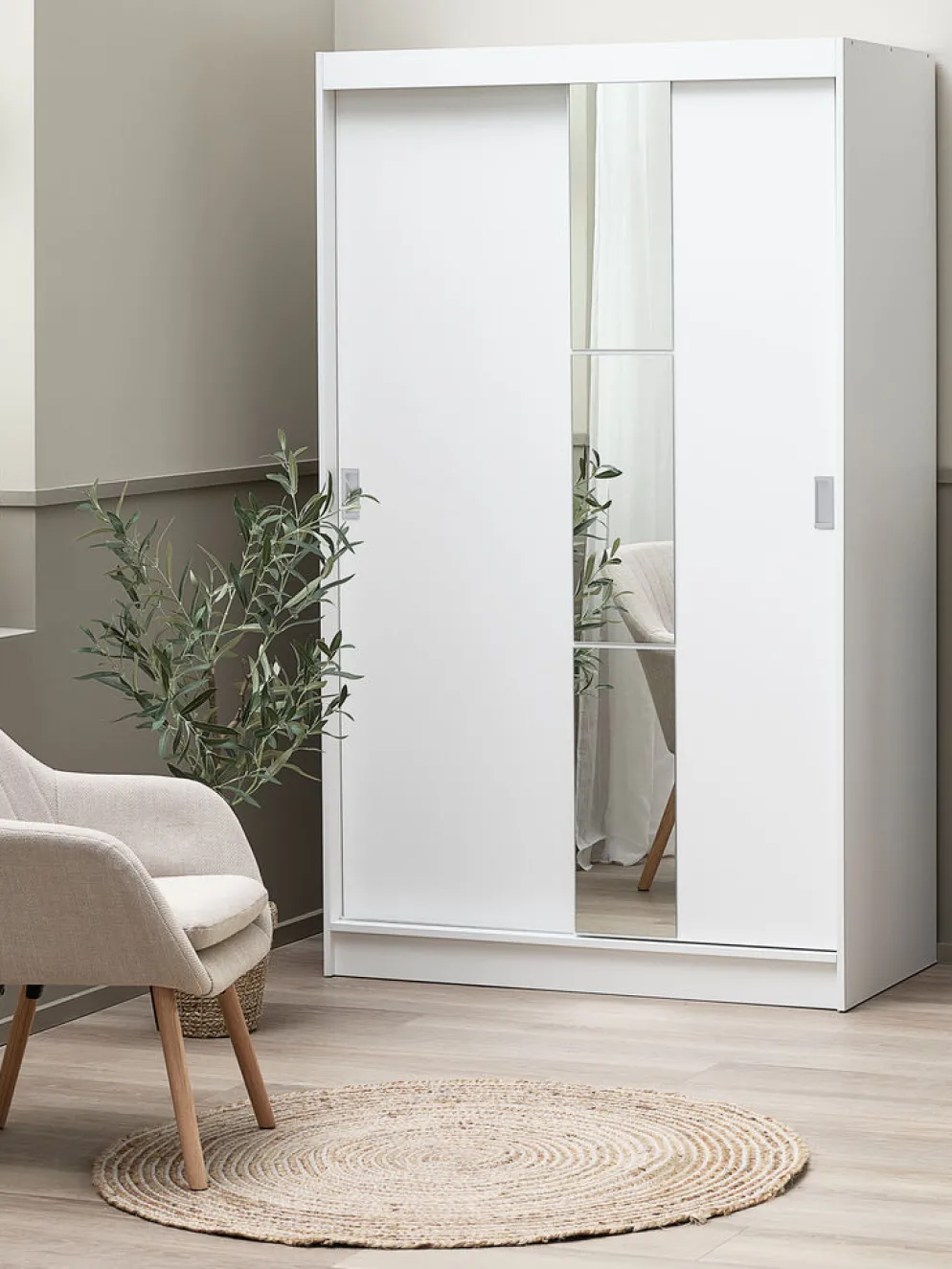 ODDERArmoire ODDER 120x201 2 portes coulissantes a/miroir blanc
