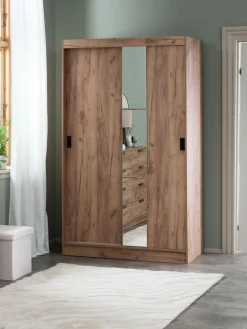 ODDERArmoire ODDER 120x201 a/miroir coloris chêne naturel