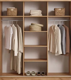 ODDERArmoire ODDER 179x201 a/miroir coloris chêne naturel