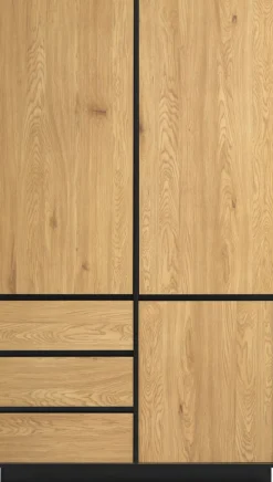 ODENSEArmoire ODENSE 120x210 3 portes 3 tiroirs coloris chêne